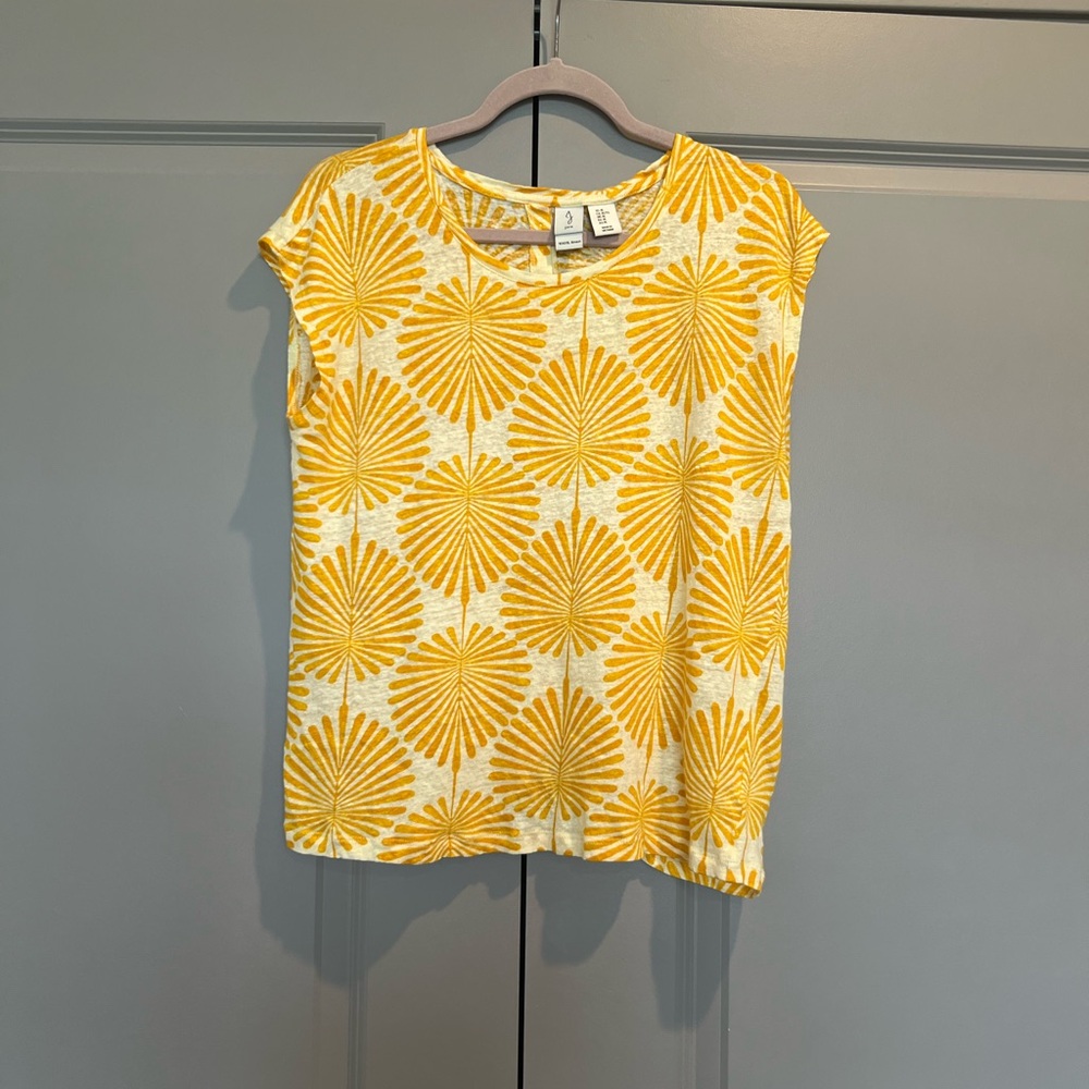 Joie Yellow Floral Short Sleeve Top